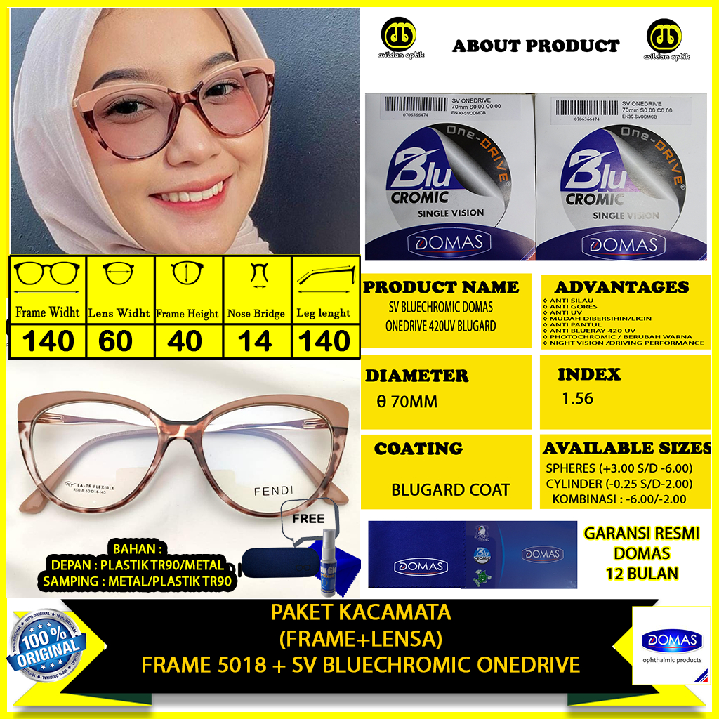 Bluechromic Onedrive Domas Night Vision 5018 แพ็คเกจแว่นตา