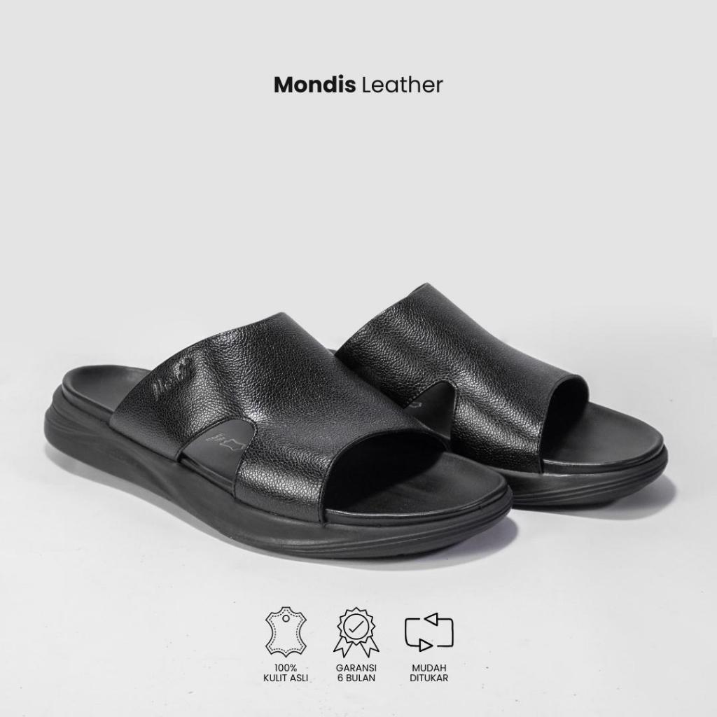 Mondis Bahrain รองเท้าแตะหนังระดับพรีเมียมสําหรับผู้ชายสีดําและสีน้ําตาล