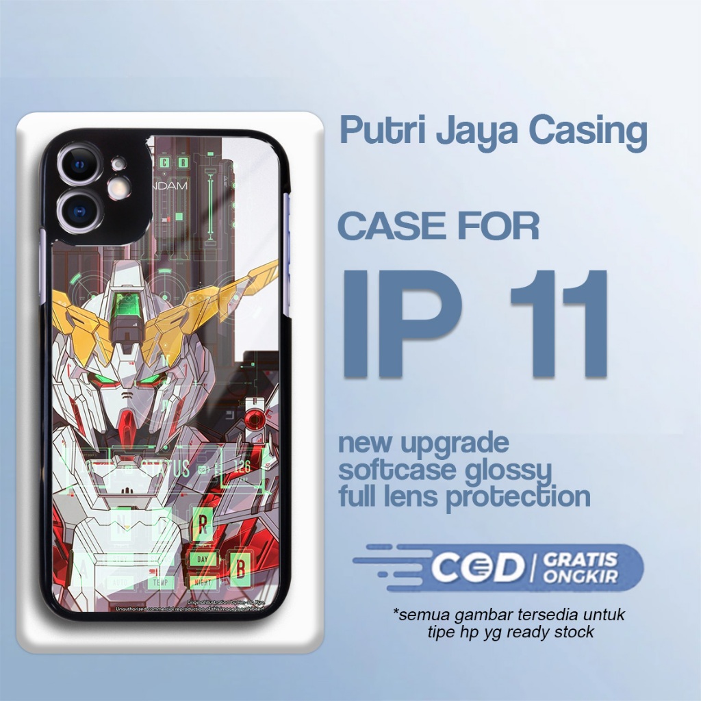 HP เคส IP 11 ล่าสุด - เคส IP 11 - Gundam Motif - Premium Glossy Hardcase - เคสโทรศัพท์ IP น่ารักและเ