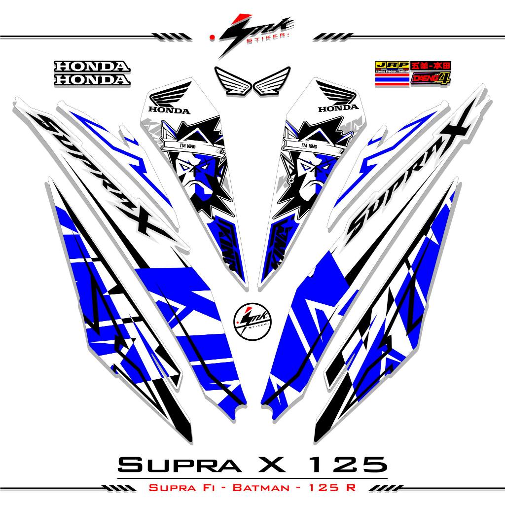 Honda Supra X 125 Fi 2018 Striping Motif 7 White Base Supra X Batman Sticker List Variation A1sticke