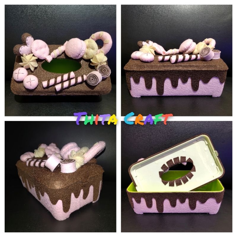 School Craft Craft Creation Flannel กล่องกระดาษทิชชู่ MACAROON MELTING CHOCOLATE
