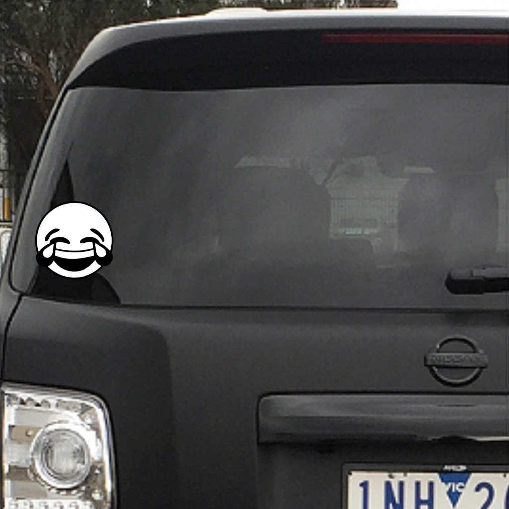 CUTTING STICKER CAR EMOJI LAUGH UNIQUE CAR WINDOW STICKER