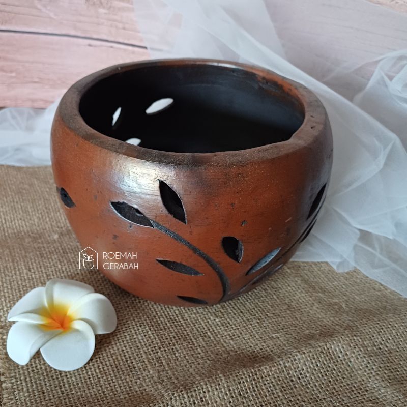 D17cm CLAY POTTERY BALL ORCHID POT
