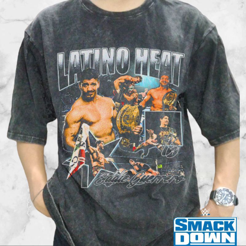 Eddie Guerrero Latino ความร้อนมวยปล้ํา WWE Vintage Wash เสื้อยืด/WWE Eddie Guerrero Vintage Wash Ove