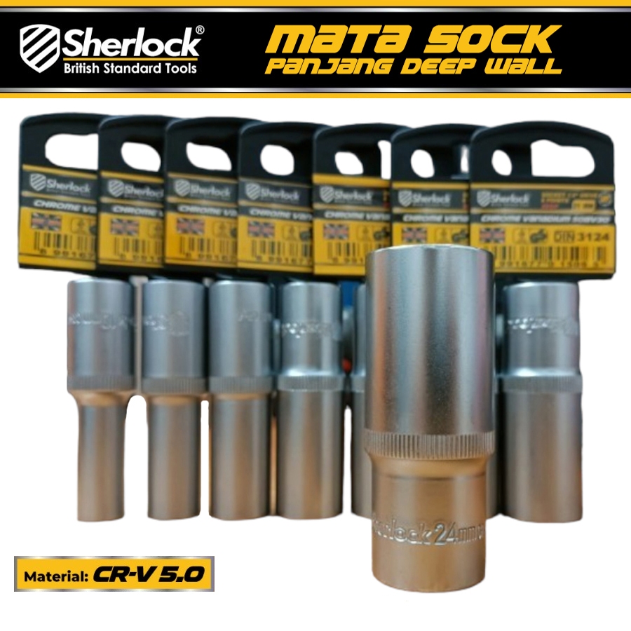 MATA Sherlock 8 - 24 mm Long Socket Bit 1/2" Drive 6 PT/ Deep Wall Socket