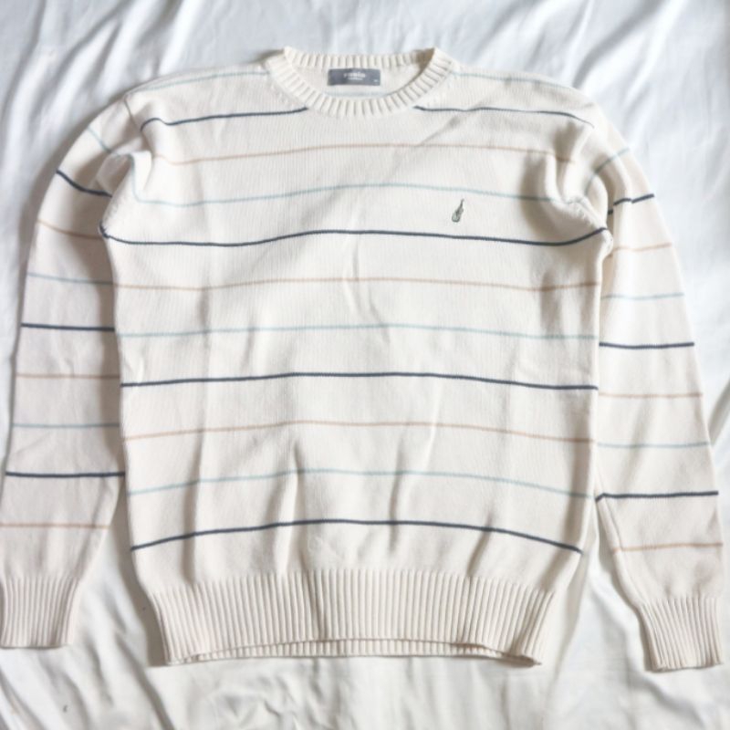 RADIO GARDEN Stripe เสื้อไหมพรมเสื้อสเวตเตอร์ไหมพรมไหมพรมลายทางสีขาวหัก