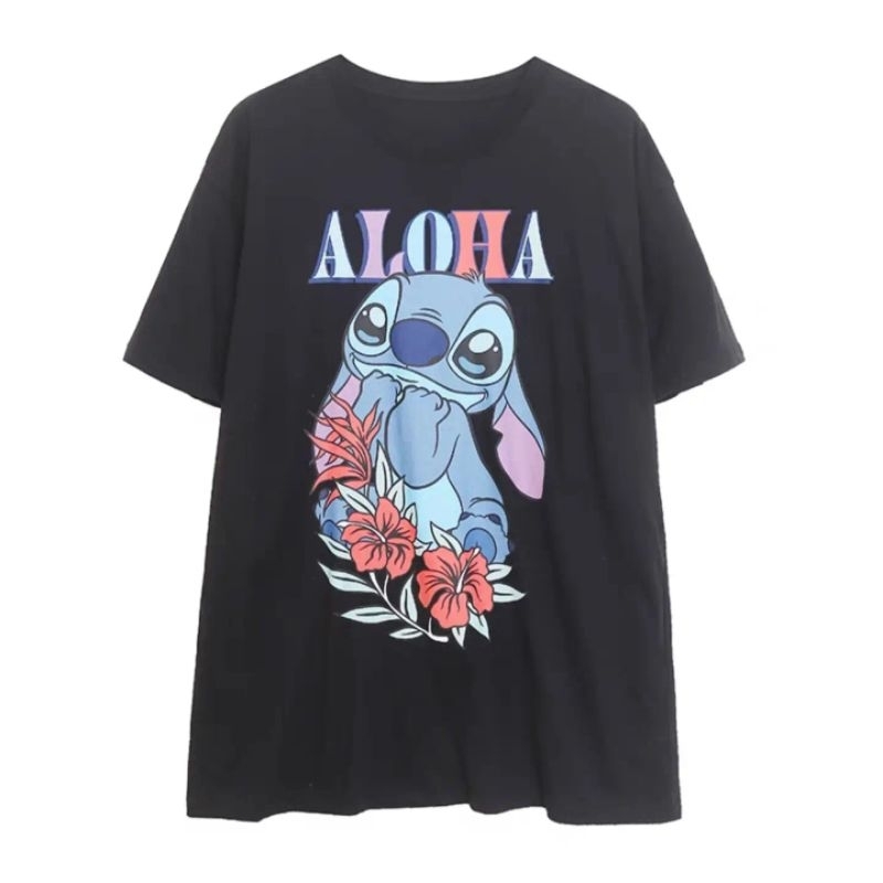 เสื้อยืด Disney Stitch Black Ohana Lilostitch