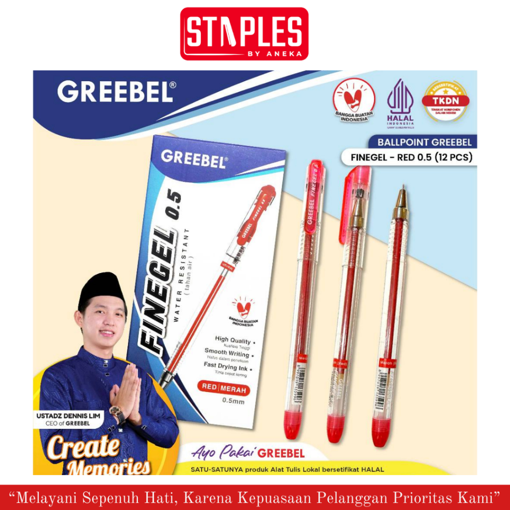 MERAH Greebel Red, black, blue Gel Pen / Finegel Red Pen 0.5MM / Red black blue Gel Pen / Greebel Pe