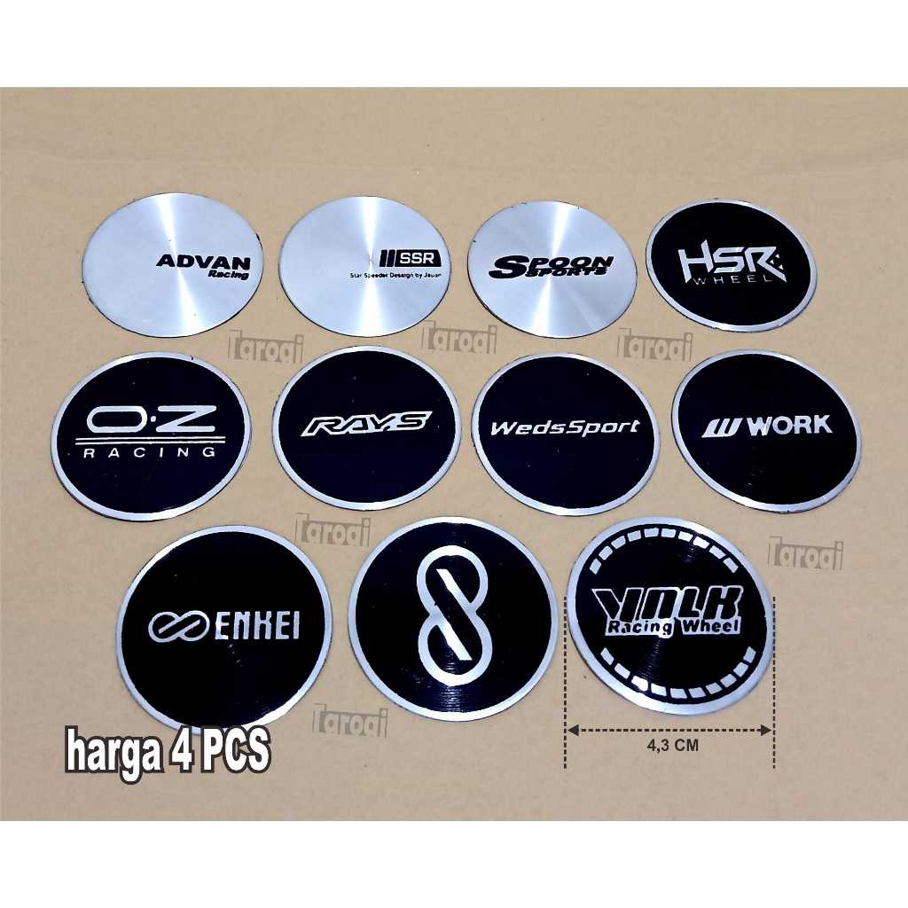 4.3 CM DOP COVER EMBLEM สติ๊กเกอร์ ADVAN ENKEI HSR OZ RACING SSR SPOON RAYS WEEDSPORT 4 FLAT PIECES