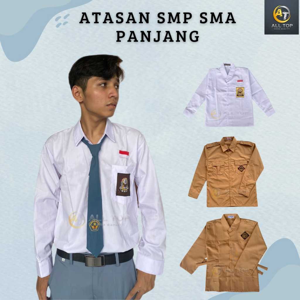 KEMEJA WHITE BROWN SCOUT SCHOOL UNIFORM LONG JUNIOR HIGH SCHOOL / HIGH SCHOOL / เสื้อเชิ้ตสีขาว / แข