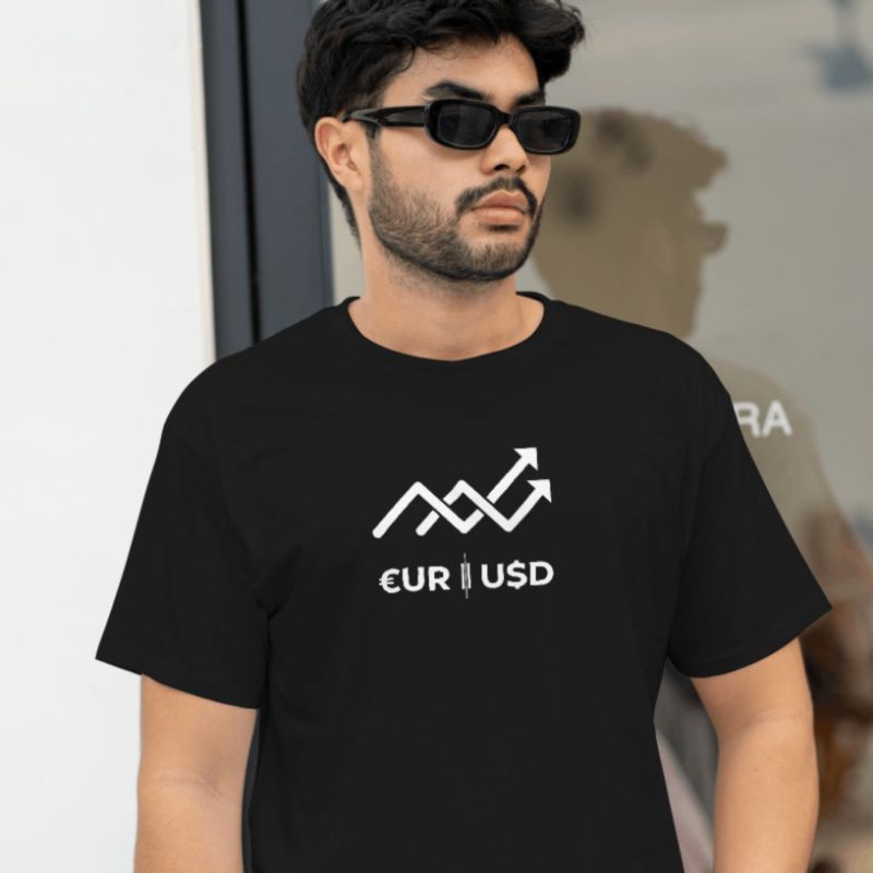 [HOT] TRADER FOREX EUR/USD T-SHIRT / TRADING TSHIRT / PREMIUM 30S COMBED COTTON / BLACK / UNISEX สํา