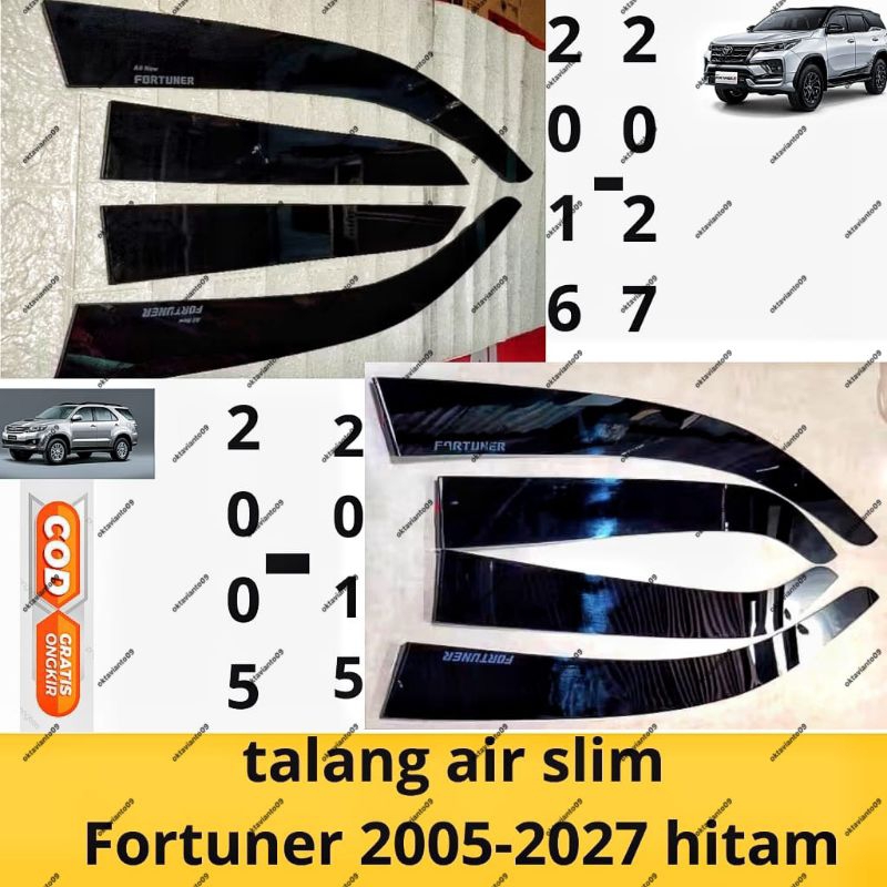 รางน้ําด้านข้างกระบังหน้าslim fortuner old grand all new 2004 2006 2008 2010 2012 2014 2016 2018 2020 2022 2023 2024 up