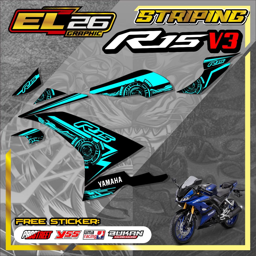 สติ๊กเกอร์ 535 STRIPING YAMAHA R15 V3 - สติ๊กเกอร์ YAMAHA R15 V3 RACING MOTIF