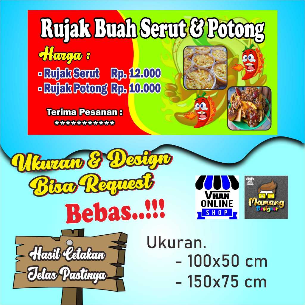 แบนเนอร์ แบนเนอร์ Mmt จําหน่าย Rujak หรือ Petis เท่