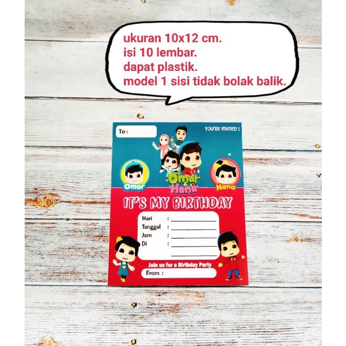 เนื้อหา: การ์ดเชิญวันเกิดตัวละคร Omar & Hana จํานวน 10 แผ่น / Omar Hana