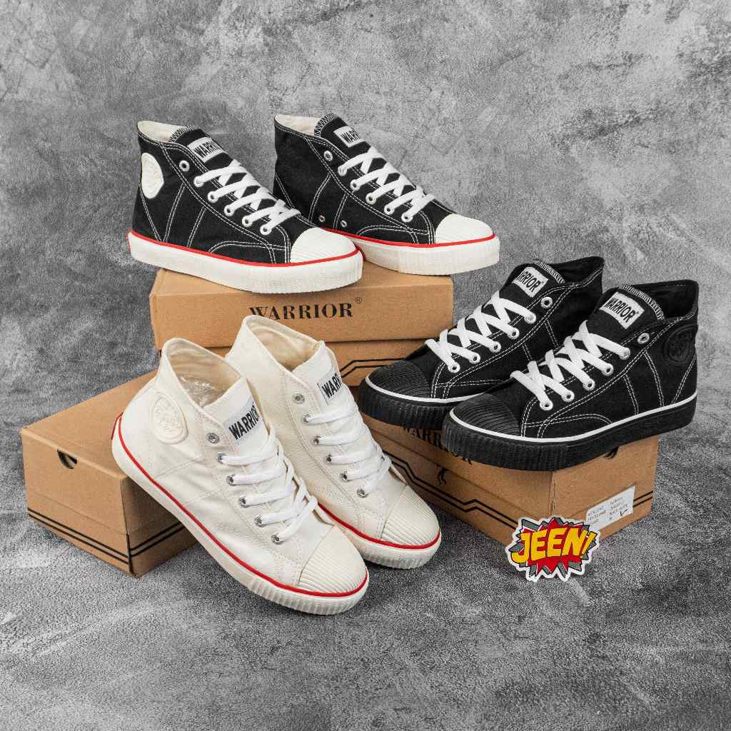 เจลีน | Warrior Classic High Original Black White รองเท้าผู้ชายและผู้หญิง