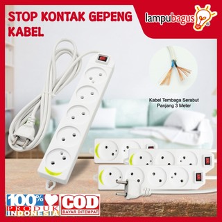 Stop Kontak Kabel 2 3 4 5 Lubang Colokan / Stop Kontak Gepeng + Kabel