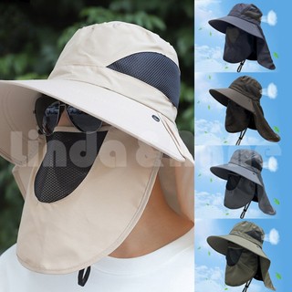 L&A - Topi Rimba Hiking Topi Visor Lipat Anti Uv Protection Dengan Cadar
