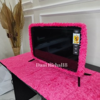 1 Set taplak meja tv bulu rasfur uk 100×50 cm + Bando tv led polos uk 14-32 inchi