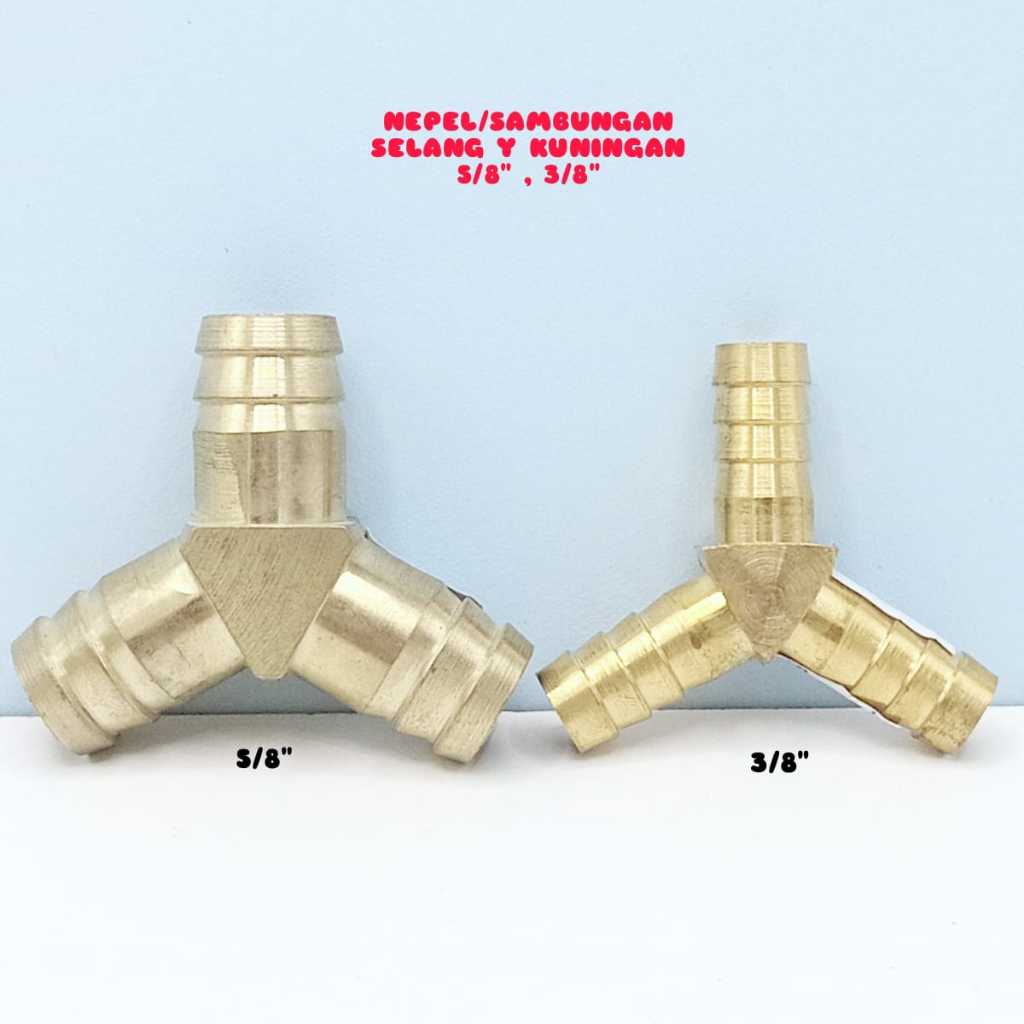 BRASS HOSE CONNECTION Y [3/8] & YELLOW Y NEPEL 5/8"