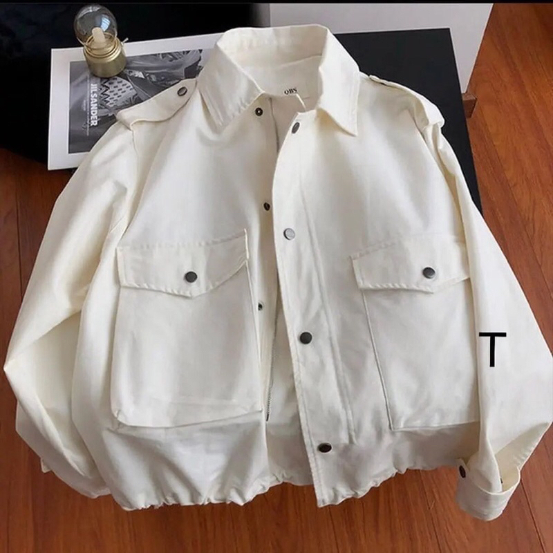 เสื้อแจ็คเก็ต Suwon เสื้อเจาะอเมริกันสตรีสไตล์เกาหลี