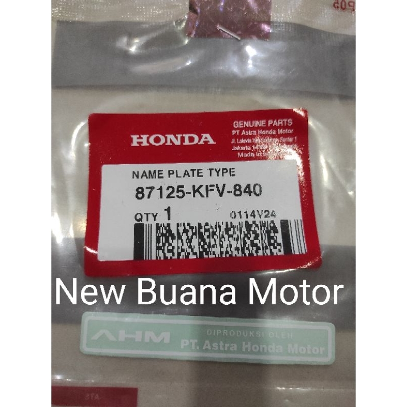 สติ๊กเกอร์ฉลากชนิดแผ่นสวิงอาร์มฮอนด้า 87125KFV840