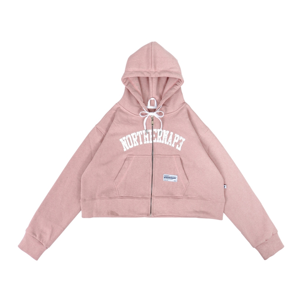 Northern Hoodie Zipper Crop Spice ผู้หญิง Collage - Dusty Pink