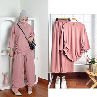 GIA SETELAN SERUT TALI KNIT SETELAN WANITA