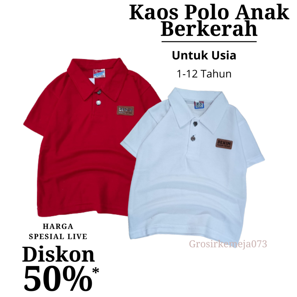 Merah PUTIH Boys& 39; เสื้อยืดคอปก เสื้อโปโล เสื้อกล้ามสีแดงและสีขาว อายุ 1-7 ปี