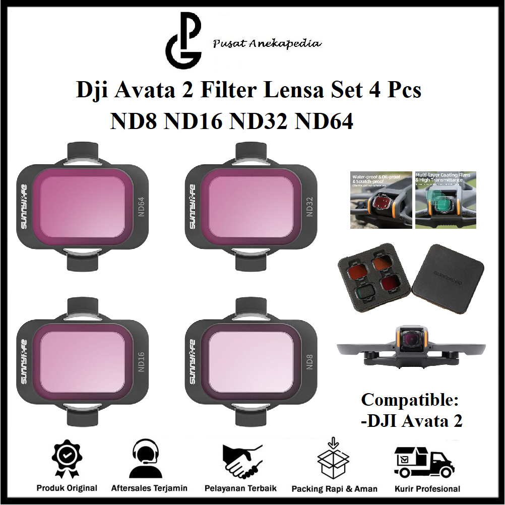 Dji Avata 2 ชุดกรอง 4 ชิ้น ND8 ND16 ND32 ND64 - Sunnylife Dji Avata 2 Lens Filter Combo