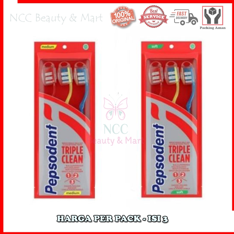 [ต่อเนื่อง 3] * NCC * แปรงสีฟัน Pepsodent Triple Clean Per Pack More Saving Soft Medium Pepsoden