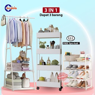 Combo 3 in 1 (COD) triangle rak baju + square rak susun serbaguna 4 tingkat + rak sepatu 4 tingkat