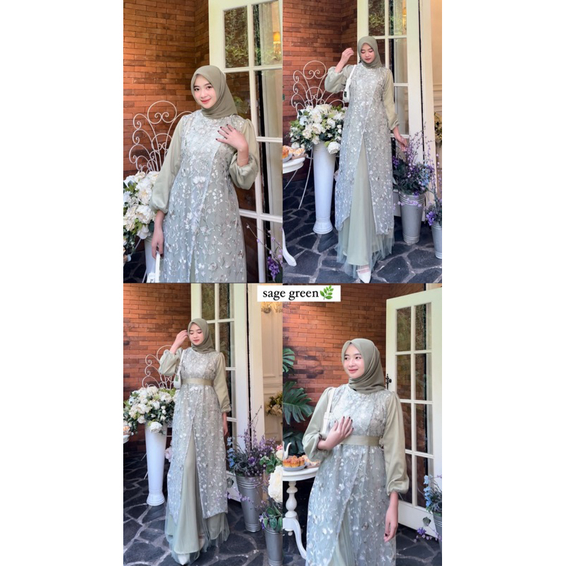 ชุด BRUKAT FAIA SATIN SILK MIX TILLE GARDEN PREMIUM GAMIS BRIDESMAID KONDANGAN