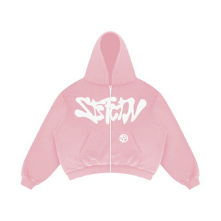 Satisfaction Hoodie Zipper Boxy 330GSM Starsy Puff Pink