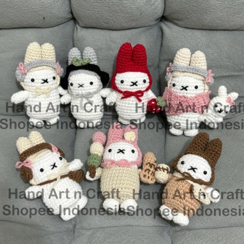 GANTUNGAN (ตอนที่ 1) Miffy Keyring Amigrumi ตุ๊กตาถัก Miffy Bunny พวงกุญแจ Miffy Bunny