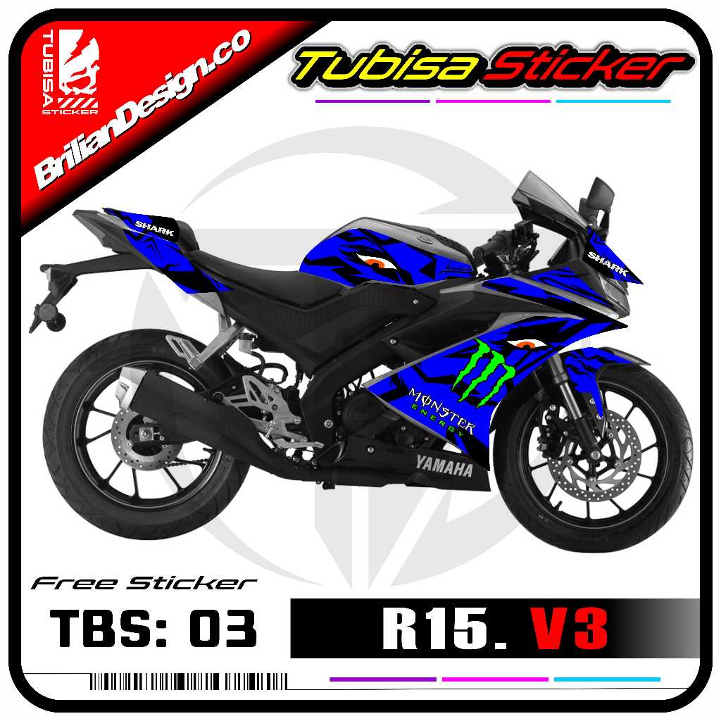 Yamaha R15 V3 Striping Sticker - R15 V3 Motorcycle Variation Striping Sticker. TBS.03