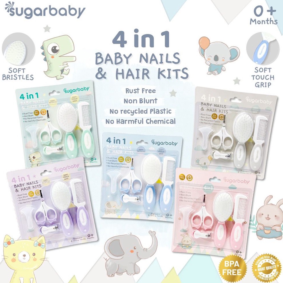 Sugar Baby 4in1 Baby Nail Hair Kits l Baby Nail and Hair Care Supplies