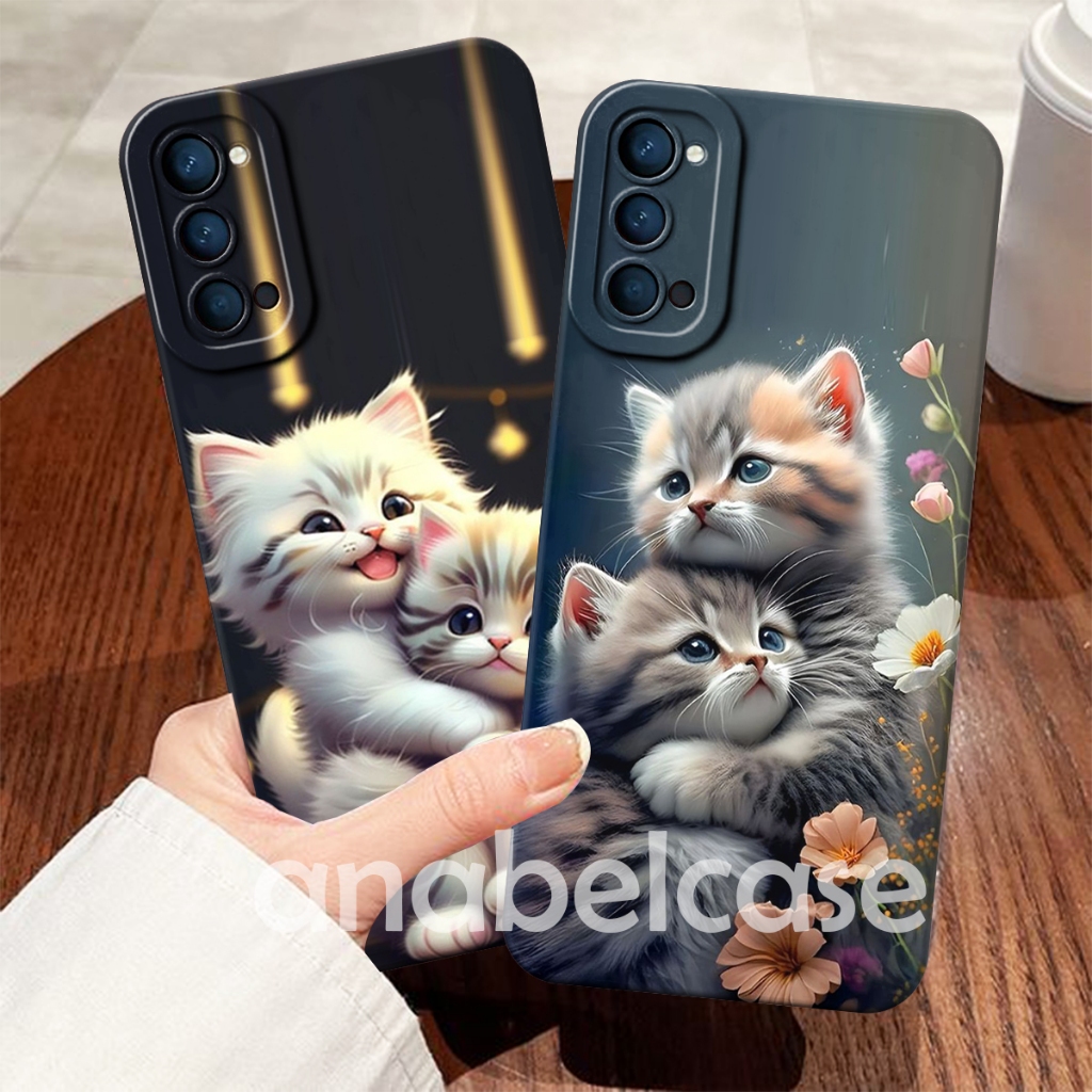 HP Softcase Oppo Reno 4 4pro 5 6 7 8 4G 5G 7Z. 8Z 8t 4G 8t 5G 10 11f 11 pro Cute Couple Cat Motif - 