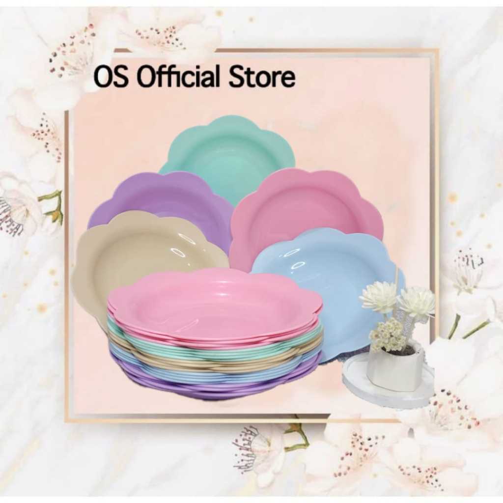 OS JUMBO PLATE WHEAT STRAW DINNER PLATE COLORFUL FLOWER รุ่นพลาสติกป้องกันความร้อน