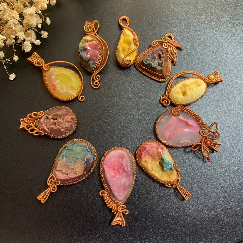 จี้หมอuzy | สร้อยคอ Druzy | อุปกรณ์หิน | เครื่องประดับทํามือ | เจเอสเอ็มโทน