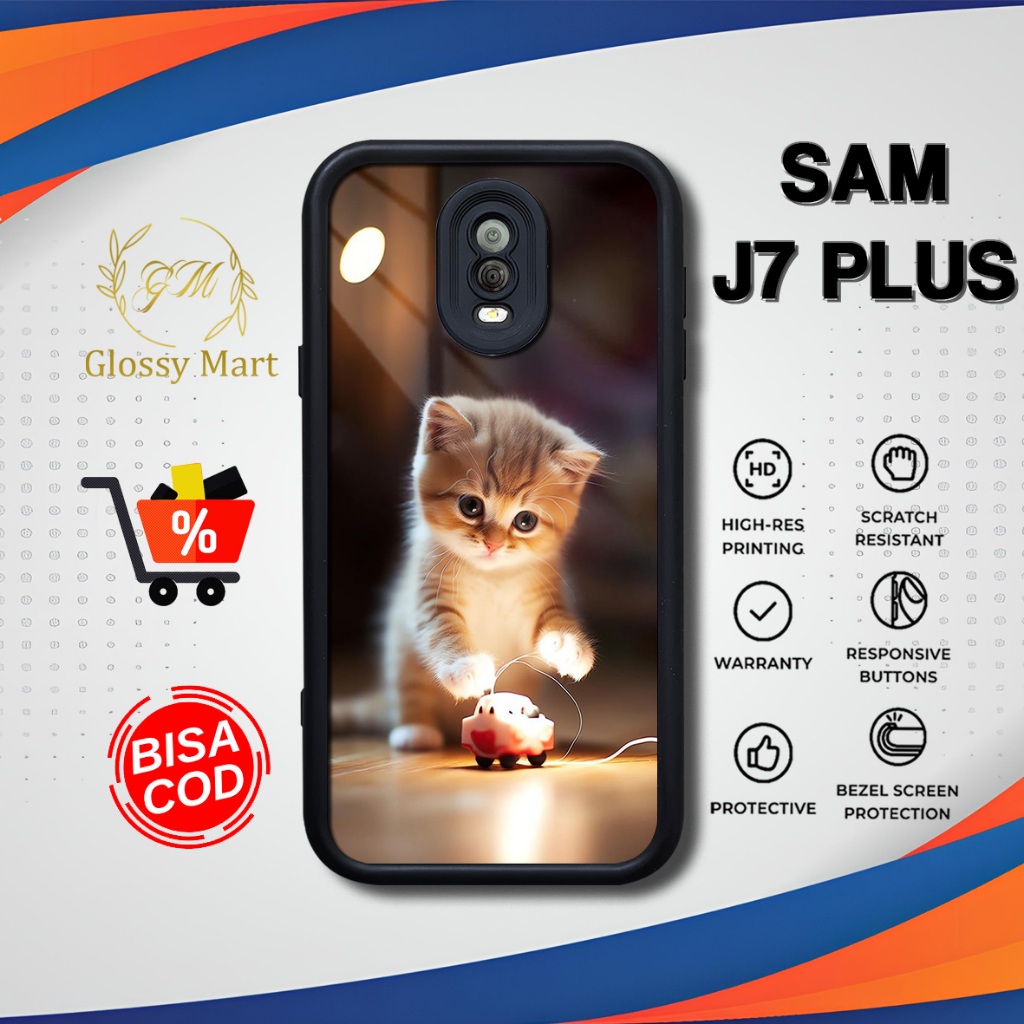 เคส Samsung J7 Plus ล่าสุด เคสแมวน่ารัก J7 Plus Softcase Hardcase Glossy