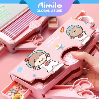 Aimilo Kotak Pensil Aesthetic Tempat Pensil Anak Perempuan Waterproof Kotak Pensil Anak Laki Laki Alat Tulis Sekolah