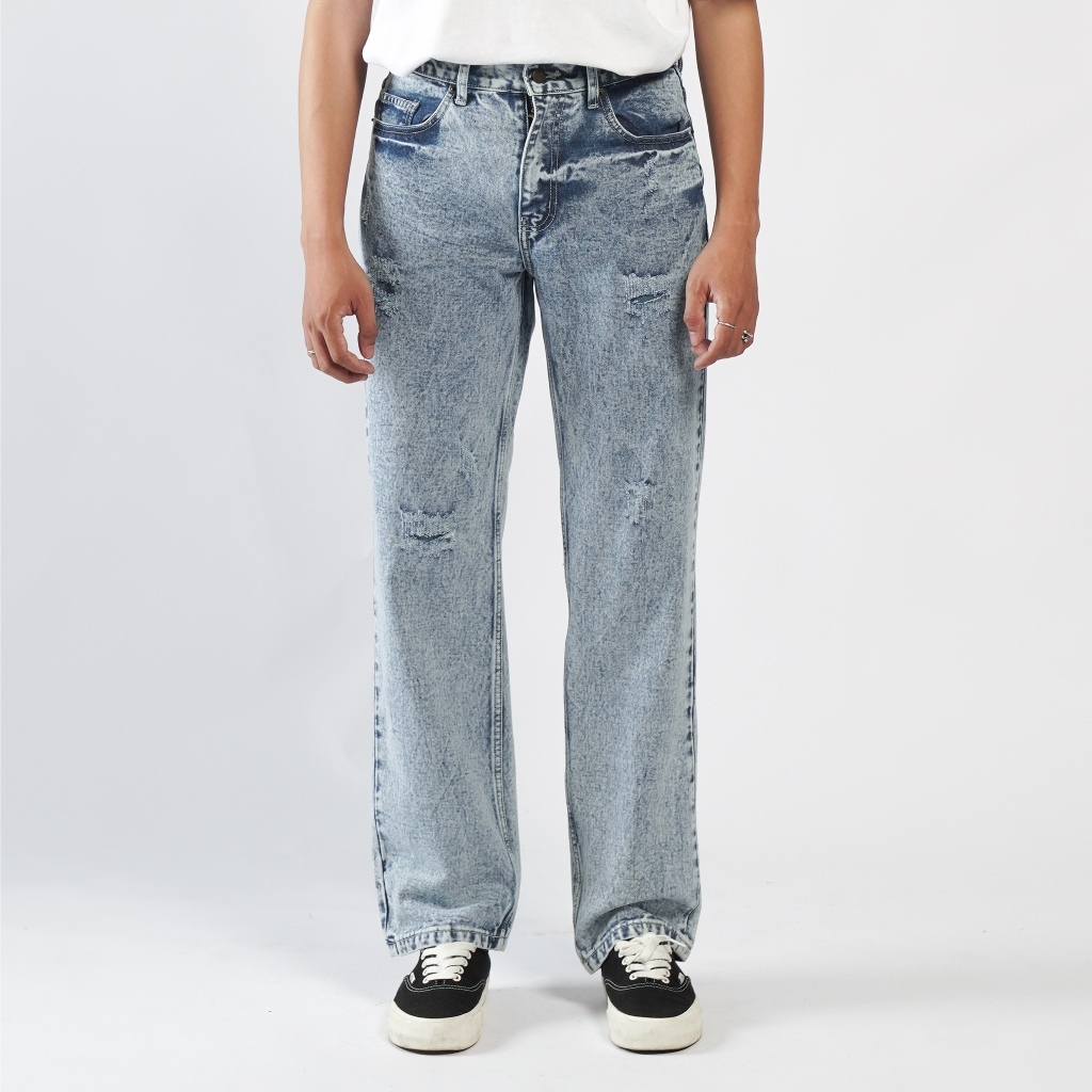 LONG PANT - Amigos de Nimes - Lhome Blue Snow - กางเกงยีนส์ฟอกธรรมดา