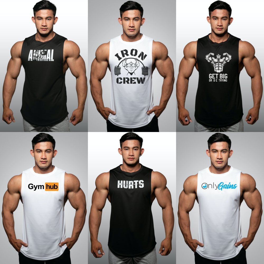 ผู้ชาย LOWCUT DRIFIT SINGLET GYM FITNESS Sports Good Cool TANKTOP