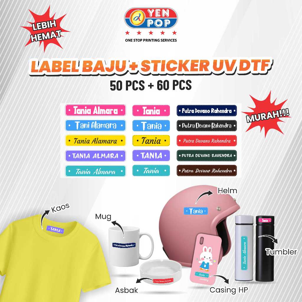 BUNDLING CLOTHING LABEL STICKERS & DTF UV STICKERS (GET 110 ชิ้น + โบนัส)