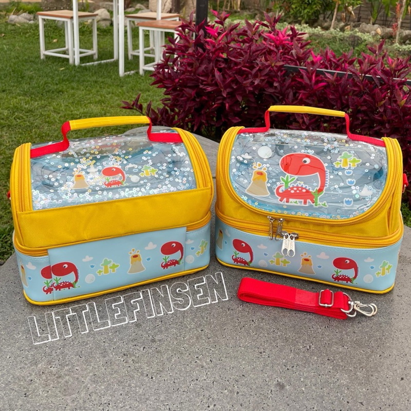 SANRIO กระเป๋าใส่ข้าวกลางวันเด็กสองชั้นมีสายยาว/กระเป๋าใส่ข้าวกลางวันเด็ก ไดโน อุ้งเท้า ลาดตระเวน โปเกมอน ซานริโอ ยูนิคอร์น มายคราฟ สปรันกิ - รูปที่ 2