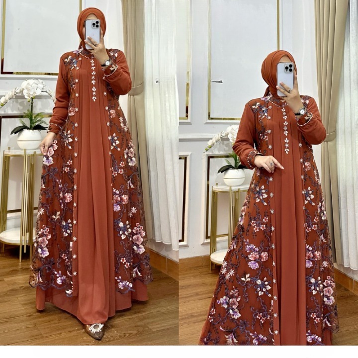ล่าสุดผู้หญิง Gamis ชุด Misela ชุด BO ขนาด ML XL XXL LD 100-120 CM PB 140 CM วัสดุ Brukat หรือ Tille ปักนูนสีพรีเมี่ยม Elegant Luxury Party Robe ล่าสุด Jumbo Premium Brocade วัยรุ่นชุดสตรีเกาหลีร่วมสมัย สไตล์สไตล์สไตล์สไตล์