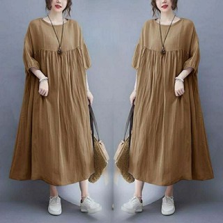 Acni Dress Jumbo Rayon Premium Lengan Karet 7/9 Dress Oversize Korea Style
