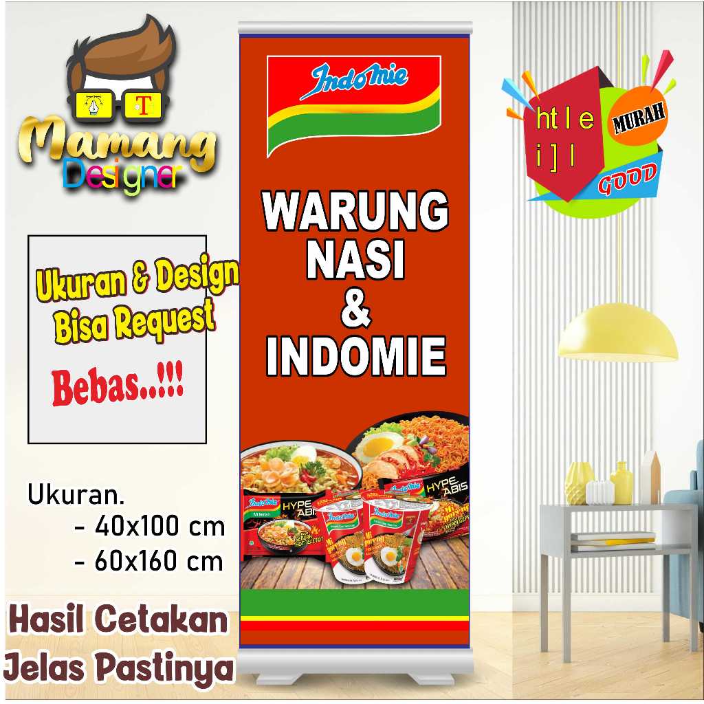 แบนเนอร์ที่กําหนดเองสําหรับ Indomie หรือ Warmindo Rice Shop bb