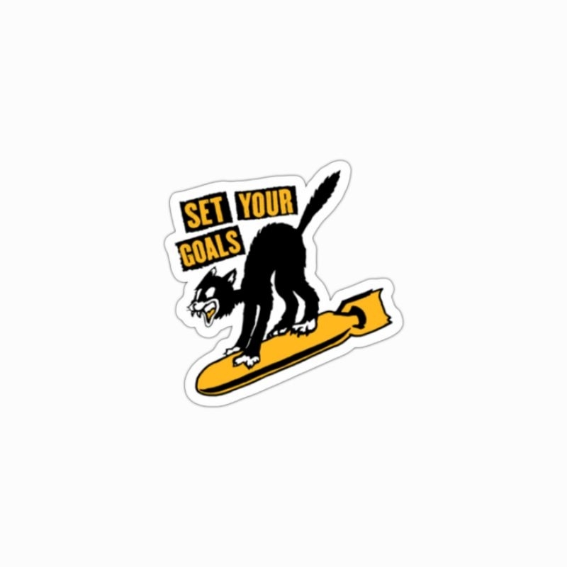 แถบสติ๊กเกอร์ Set Your Goals bomber Cat pop punk rock Sticker